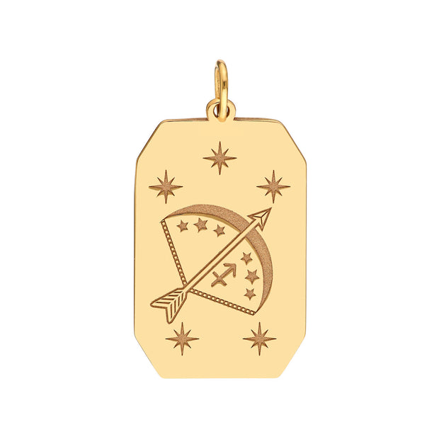 14k Yellow Gold Zodiac Engraved Pendant