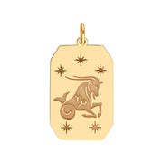 14k Yellow Gold Zodiac Engraved Pendant