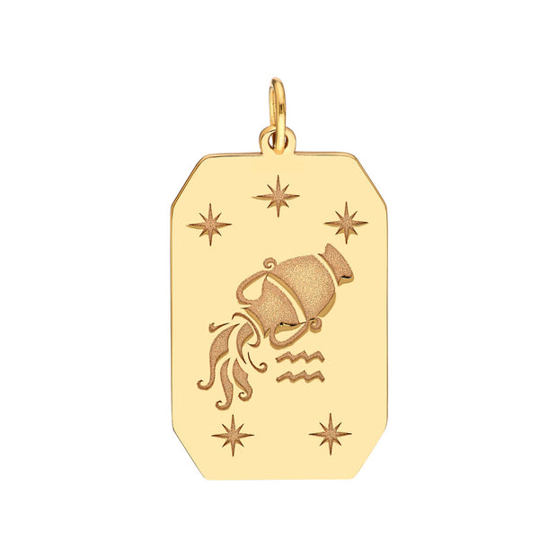 14k Yellow Gold Zodiac Engraved Pendant