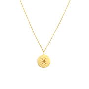 14k Gold Zodiac Disc Pendant Necklace