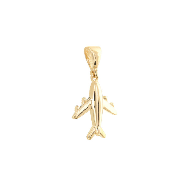 14k Yellow Gold Mini Airplane Charm