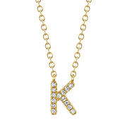 14kt Gold Diamond Initial Pendant Necklace, 0.05ct