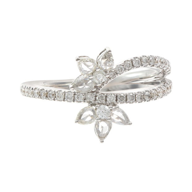 14k White Gold Flower Diamond Ring