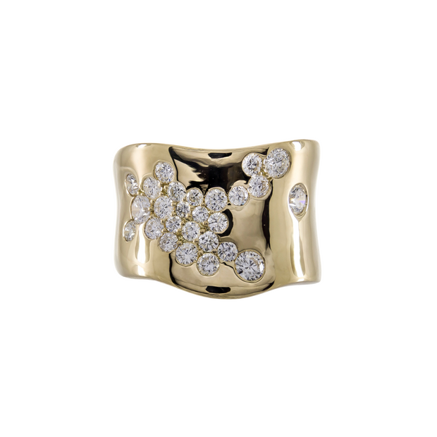 14k Yellow Gold Scattered Diamond Ring