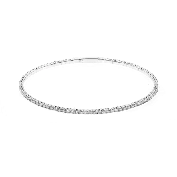 14k White Gold Diamond Flex Bangle, 2.30CTW