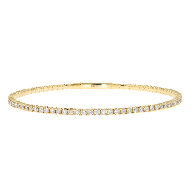 14k Yellow Gold Diamond Flex Bangle, 2.35CTW