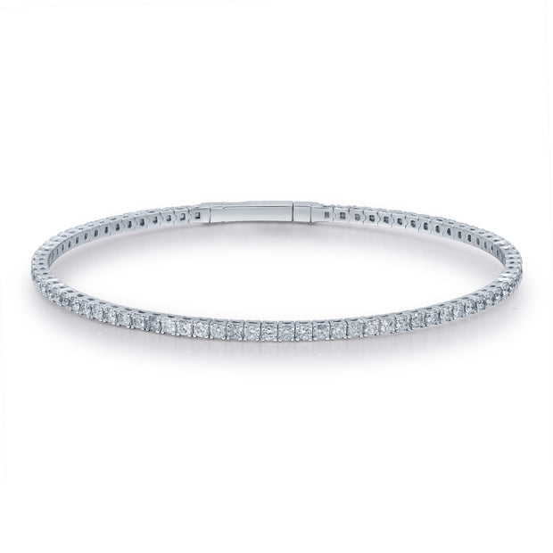 14k White Gold Diamond Flex Bangle, 2.05CTW