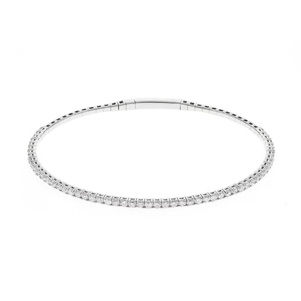 14k White Gold Diamond Flex Bangle, 2.35CTW