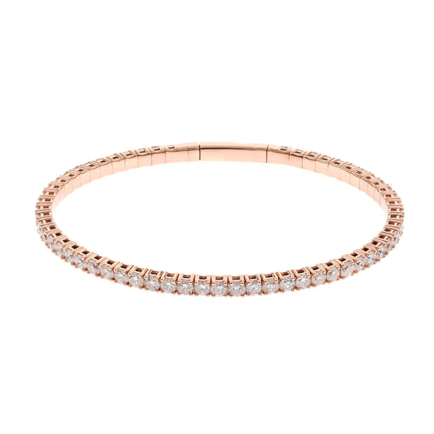 14k Rose Gold Flexible Diamond Bangle, 2.28CTW