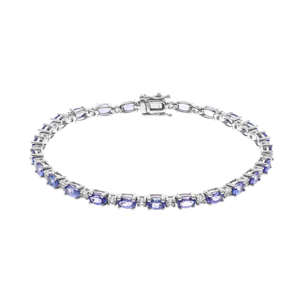 14k White Gold Tanzanite and Diamond Bracelet