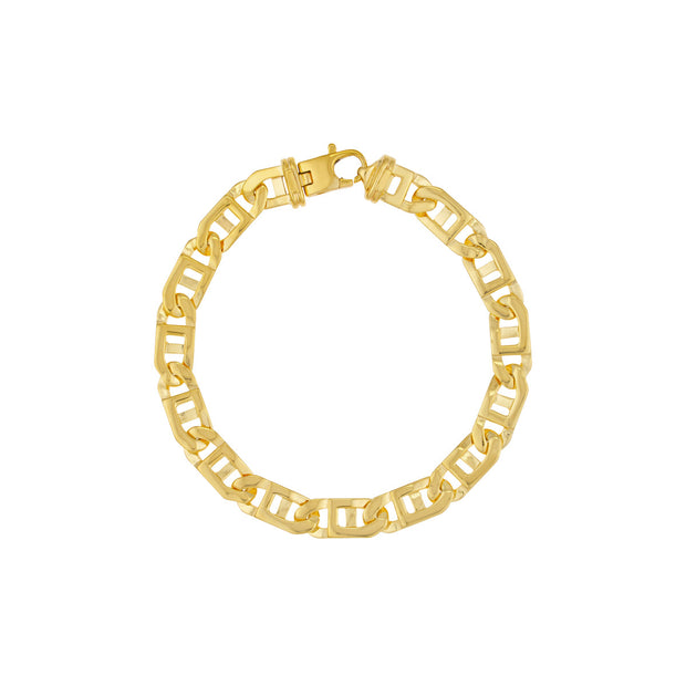 14k Yellow Gold Window Link Chain Bracelet