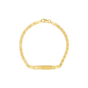 14kt Yellow Gold Children's Engravable ID Bracelet with Mirrored Heart Chain