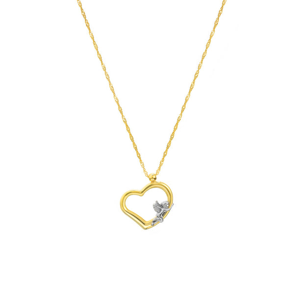 14kt Yellow and White Gold Angel Heart Necklace