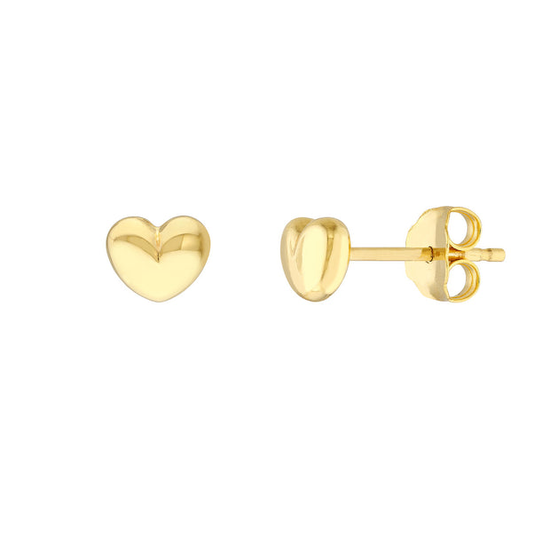 14k Yellow Gold Puffy Heart Earrings