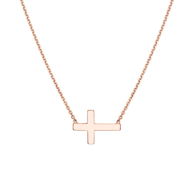 14K Gold Sideways Mini Cross