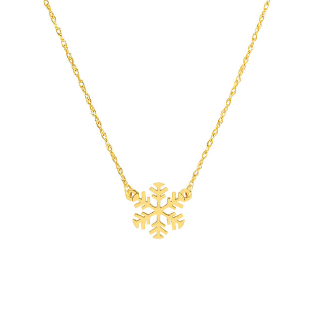 14k Gold Mini Snowflake Necklace