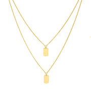 14k Yellow Gold Layered Dog Tag Necklace