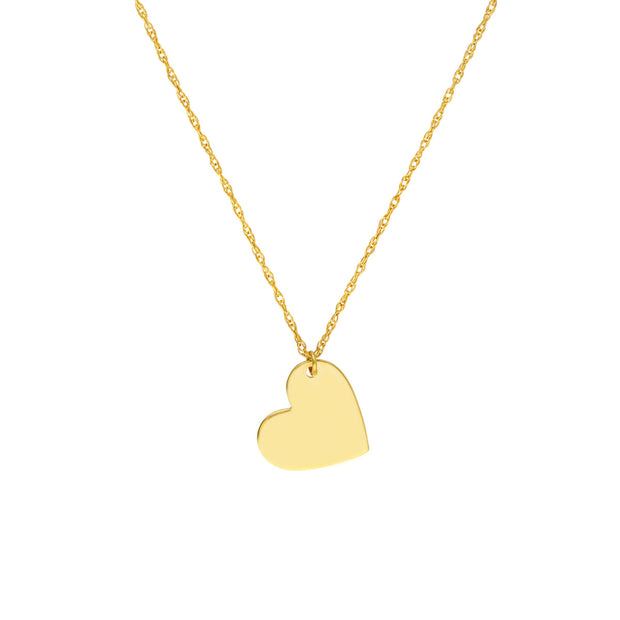 14k Yellow Gold Engravable Heart Necklace