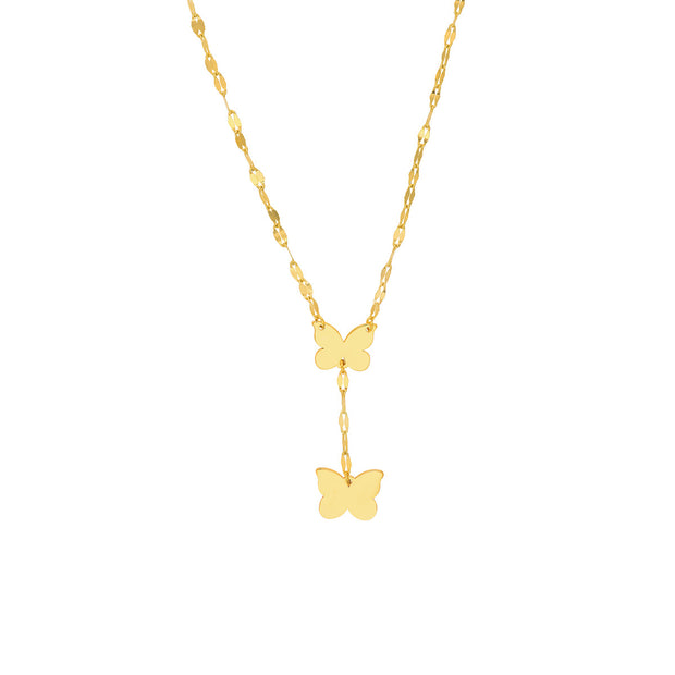 14kt Yellow Gold Children's Butterfly Drop Necklace