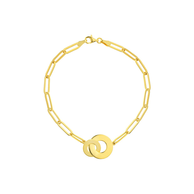 14kt Yellow Gold Interlocking Paperclip Link Bracelet