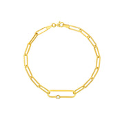 14kt Yellow Gold Paperclip Link Bracelet with Diamond Accent, 0.05TCW