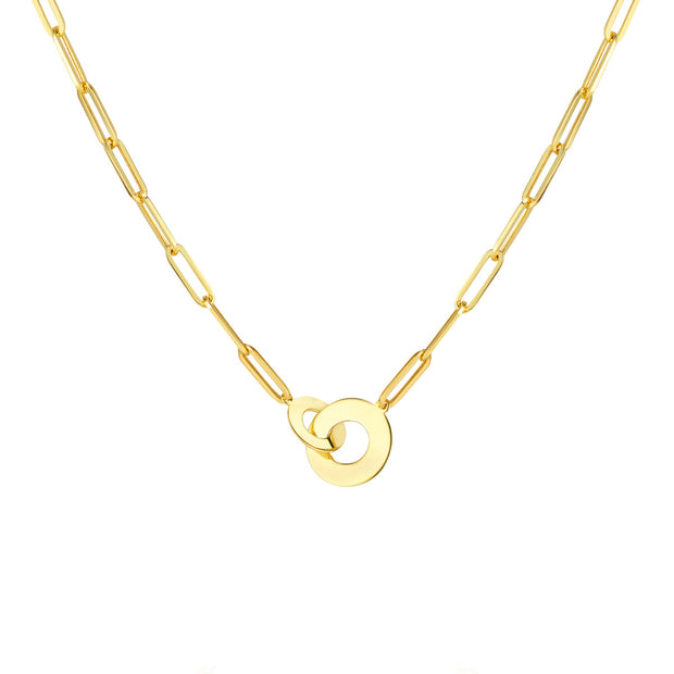 14kt Yellow Gold Interlocking Paperclip Link Necklace