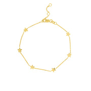 14k Yellow Gold Star Station Bracelet