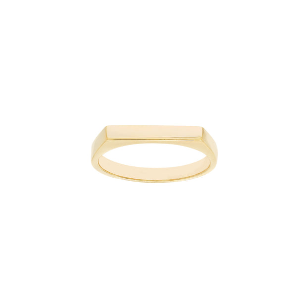 14k Yellow Gold Bar Signet Ring