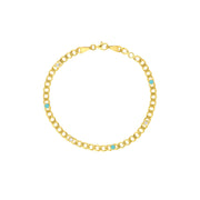 14k Yellow Gold Turquoise Enamel and Diamond Curb Bracelet