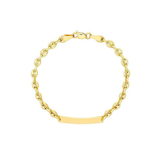 14kt Yellow Gold Children's Engravable ID Bracelet with Mariner Chain