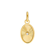 14k Yellow Gold Fluted Oval Charm