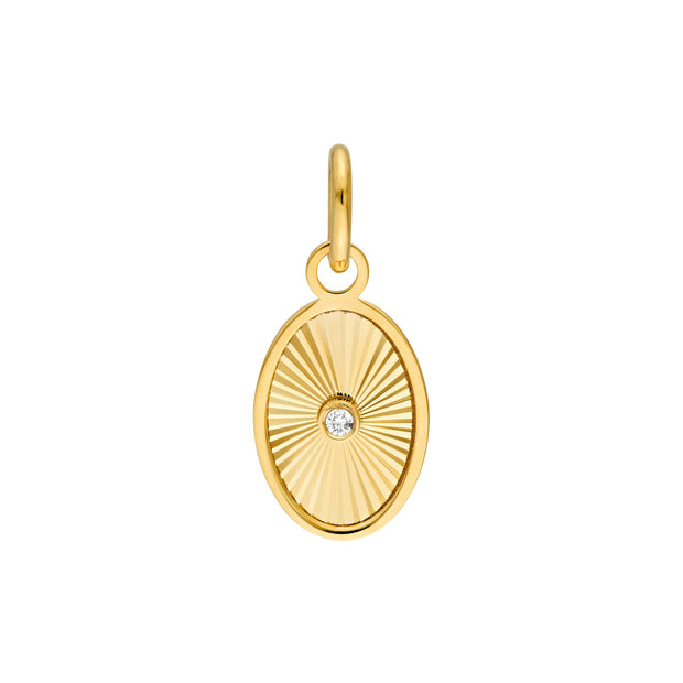 14k Yellow Gold Fluted Oval Charm