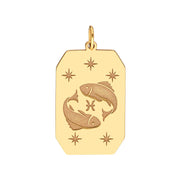 14k Yellow Gold Zodiac Engraved Pendant