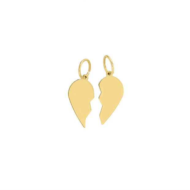 14k Yellow Gold Shared Heart Charms