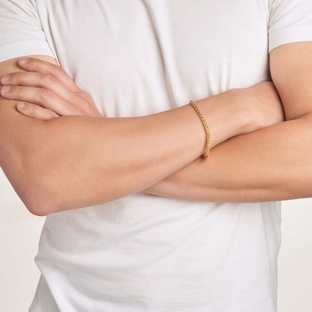 14k Gold Diamond Cut Franco Chain Bracelet