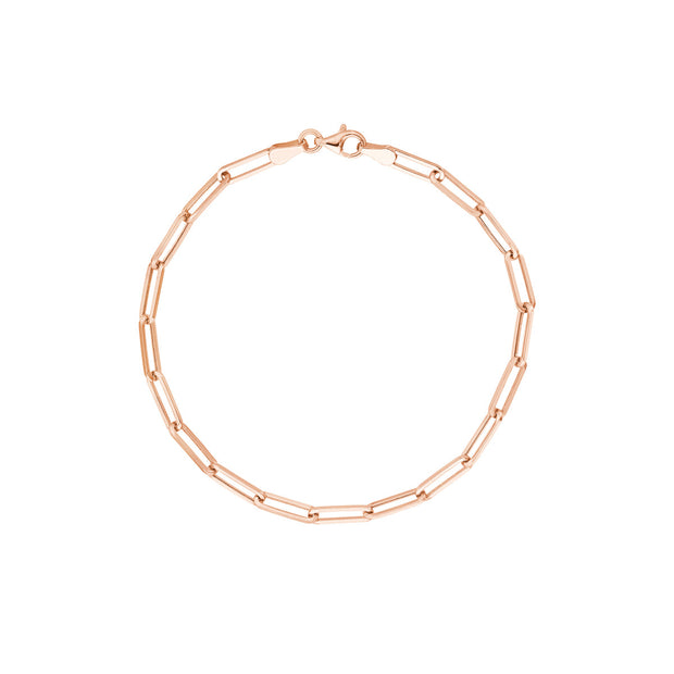 14kt Gold Hollow Paperclip Chain Bracelet