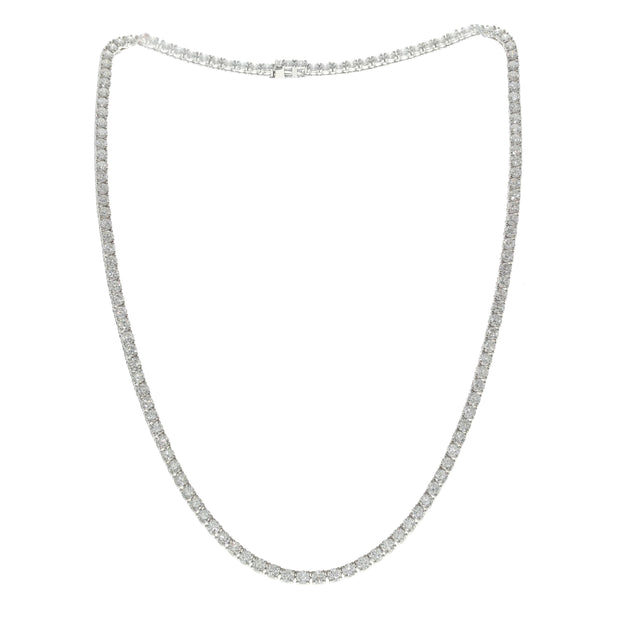 14k White Gold Lab Grown Diamond Tennis Necklace, 15.22CTW