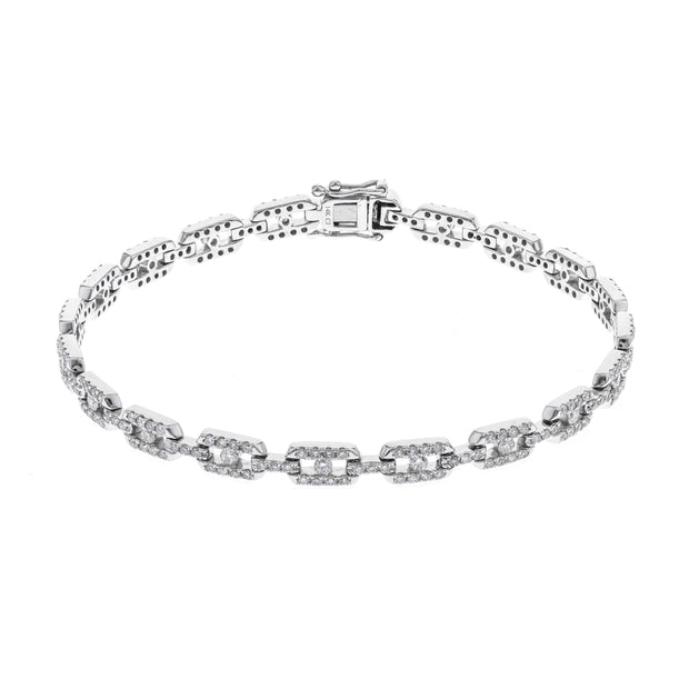 14k White Gold Diamond Link Bracelet