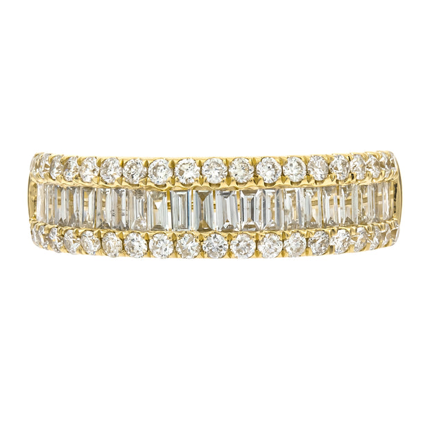 14k Yellow Gold Baguette and Round Diamond Ring, 1.05ctw