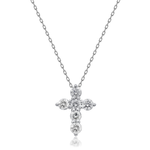 14k Gold Diamond Cross Necklace, .99ctw