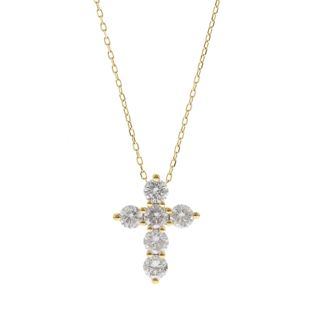 14k Gold Diamond Cross Necklace, .99ctw