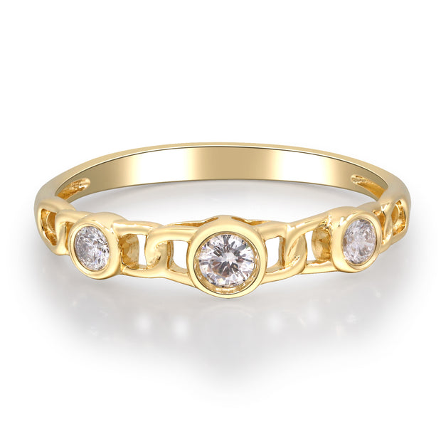 14k Yellow Gold Diamond Link Ring