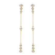 14k Gold Bezel Set Diamond Dangle Earrings