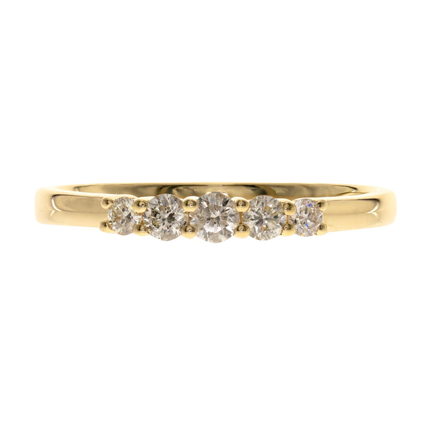 14k Yellow Gold Five Stone Diamond Stackable Ring, .26ctw