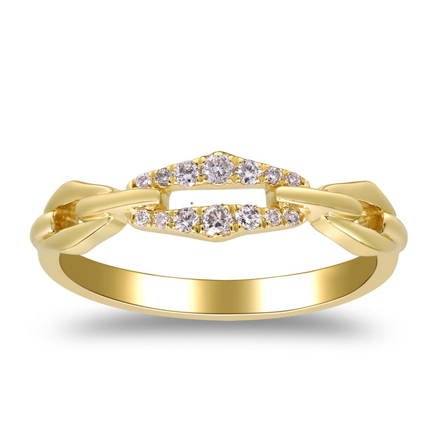 14k Yellow Gold Diamond and Link Ring