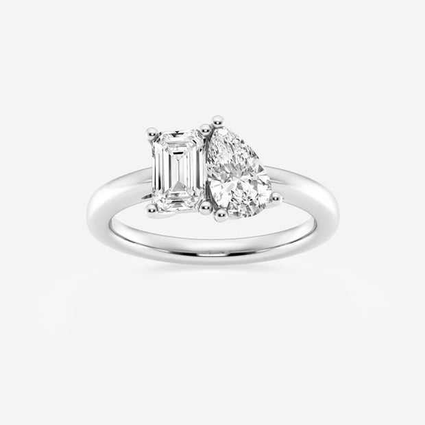 14k White Gold Lab Grown Pear and Emerald Diamond Ring, 3.42CTW