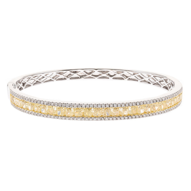 14k Two Tone Gold Yellow Diamond Bangle Bracelet