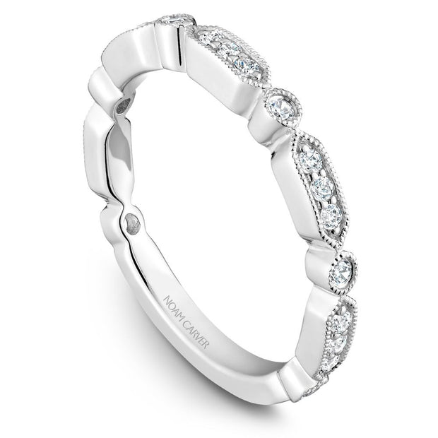 Noam Carver Round Cut Diamonds with Milgrain Border 3/4 Eternity Band - STB15-1W