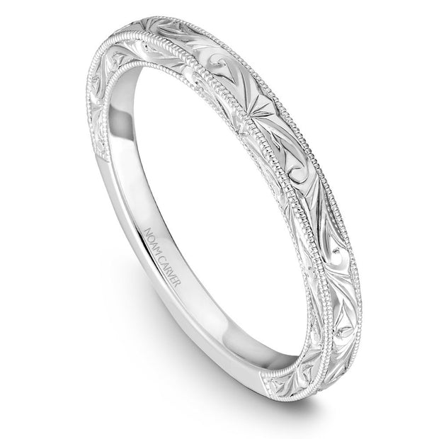 Noam Carver Carved Wedding Band with Milgrain Borders - STC1-2E