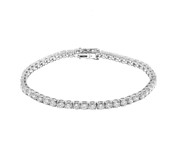 14kt White Gold Round Lab Grown Diamond Tennis Bracelet, 9.29TCW